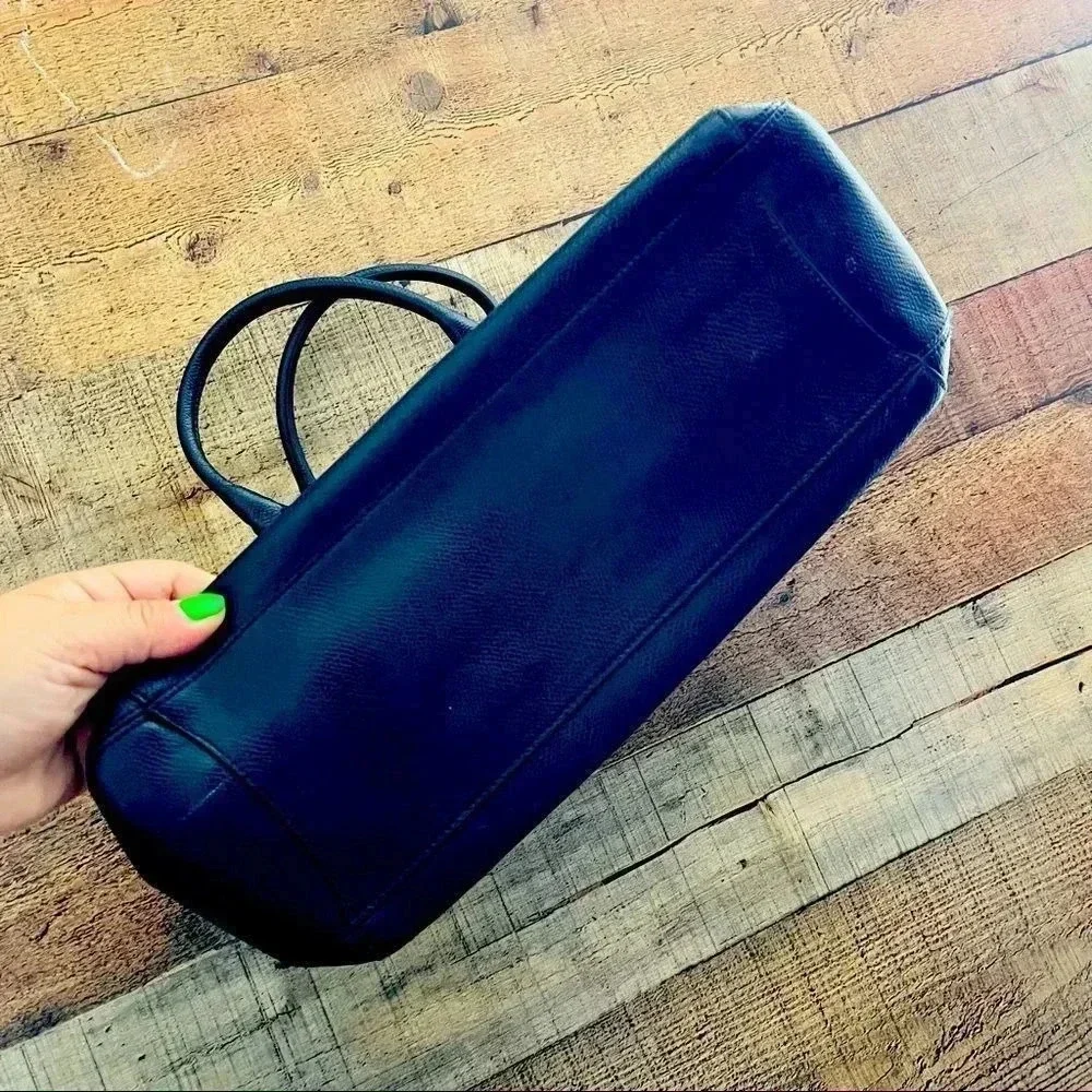 Coach Crossgrain Leather Margot Navy Blue Carryall Bag